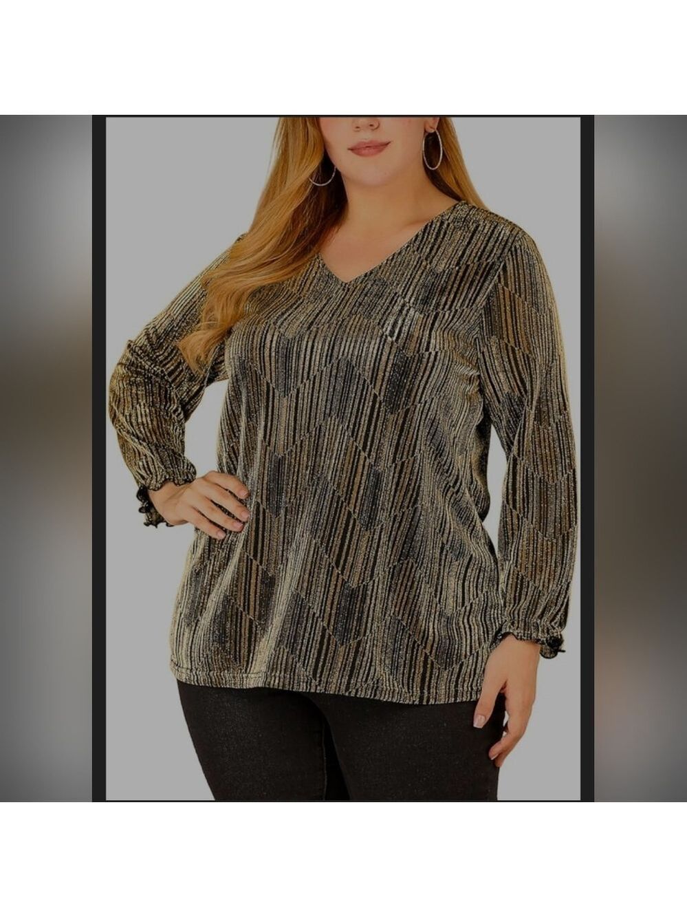 Agnes Orinda | Women's Plus Size Metallic Top | Size 3X - Picture 2 of 15